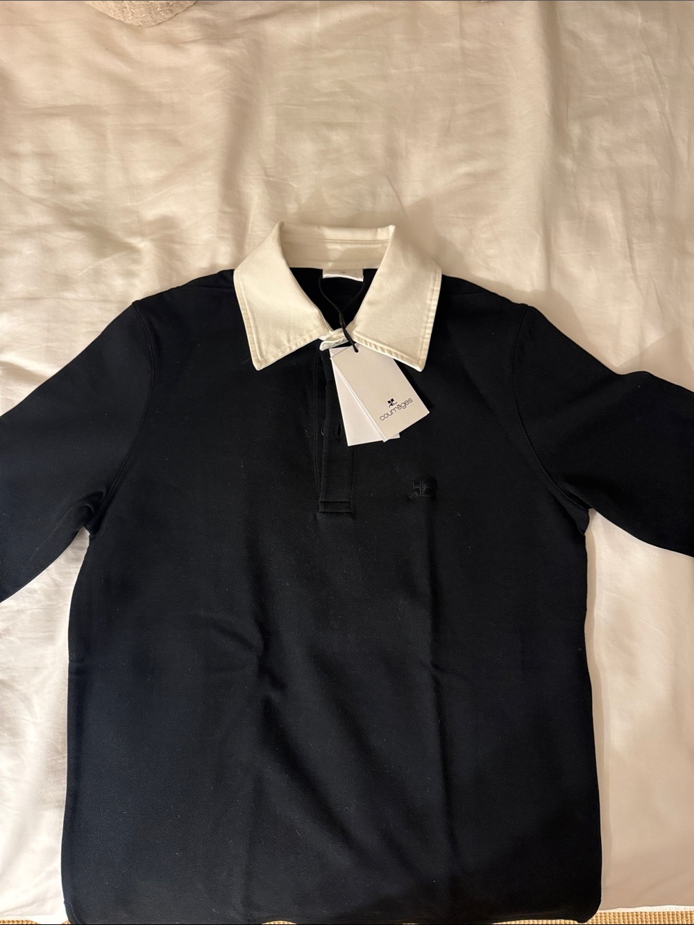 Men's Black Polo with Contrasting White Collar